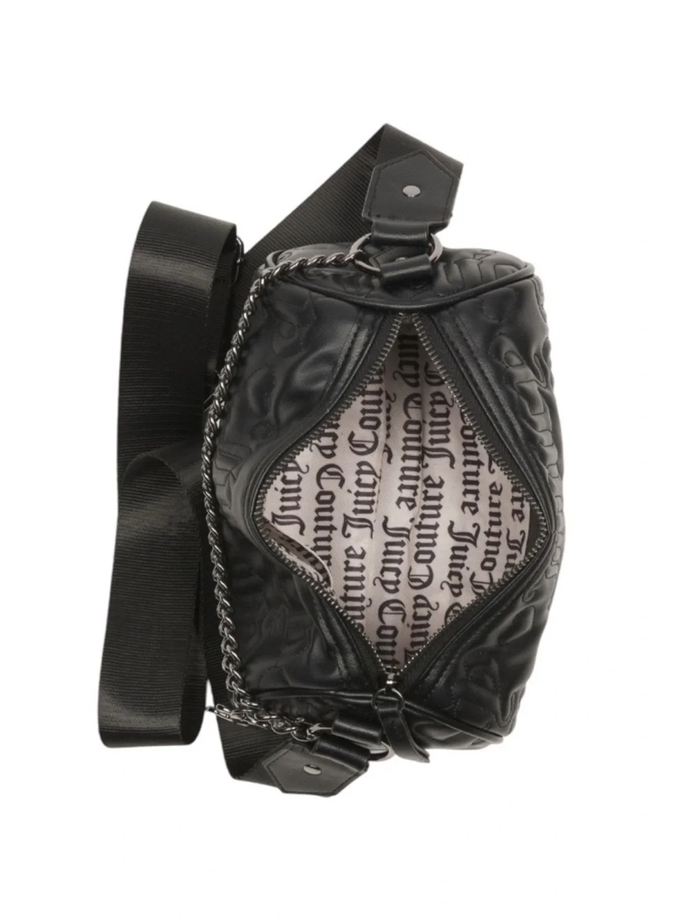 JUCY COUTURE Liquorice Leather Puff Roll Crossbody With Hangoff Pouch